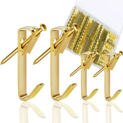 120Pcs Secure Picture Hangers Golden Hooks Strong and Durable Picture Hooks Hardware for Picture Frame Mirrors