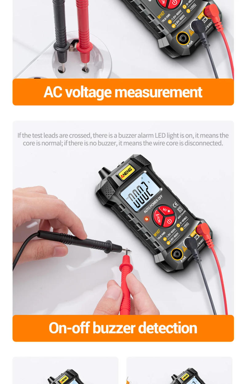 Description Picture 6 of itemANENG M167 Digital Mini Multimeter Profesional 4000 Counts AC/DC Electrical Instruments Tester Auto Range Meter Multimetro Tool