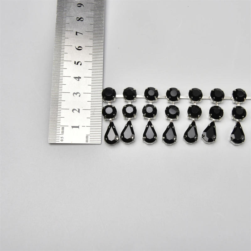 Description Picture 4 of itemFashion 2 Rows Round Water Drop Pendant Tassel Diamante Trims Rhinestone Crystal Chain Diy Necklace Clothing Shoes Accessories