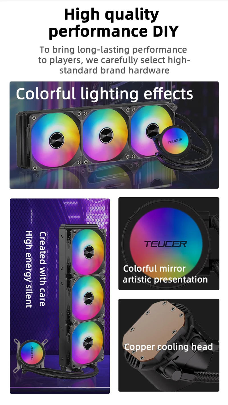 Description Picture 4 of itemTEUCER AF-360 PC Water Cooling Radiator 120mm RGB Fan 360mm Liquid Water Cooler for Intel LGA 2011 1700 1200 115x AM4 AM5 AMD