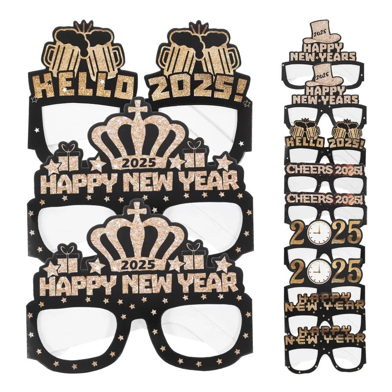 Description Picture 4 of item12Pcs New Years Eve Paper Glasses 2025 Paper Glasses Eye Decoration Funny Eyeglasses Cosplay Sunglasses Party Photobooth Props