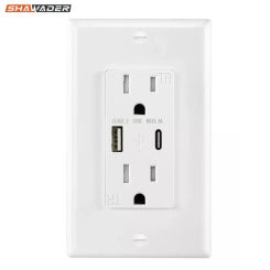 US Plug Wall Power Sockets USB Type C Mexico Outlets Electrical Plates Fast Charger 5V/4.2A Tamper Resistant Shutter Home Office
