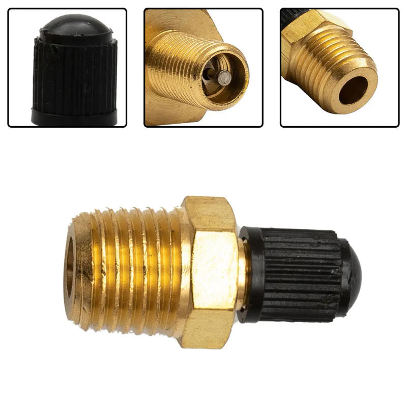 Description Picture 3 of item1/4" NPT Solid Nickel Plated Brass Air Compressor Tank Fill Valves With Installed Core And Black Plastic Cap 6.35mm Male