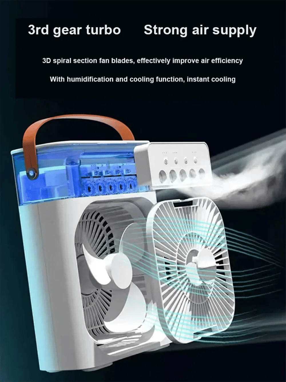 Description Picture 6 of itemPortable Humidifier Fan Air Conditioners USB Electric Fan LED Night Light Water Mist Fun 3 in 1 Air Cooler Humidifie for Home