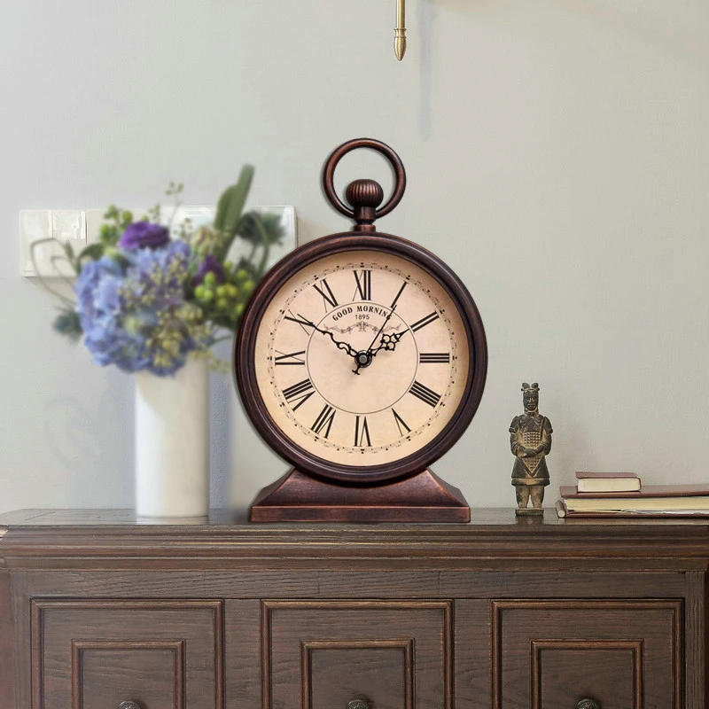 Description Picture 3 of itemVintage Clock Bedroom Silent Mechanism Table Clocks Creative Desktop Decoration Clock Nordic Interior Bedside Table Clocks