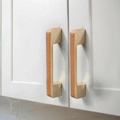 Leather and Zinc Alloy Kitchen Handle Nordic Gold Furniture Drawer Pulls Hardware Luxury Closet Wardrobe Door Knobs for Cabinets