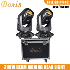 No Tax 2Pcs 300W Stage Disco Club DJ Light Led Beam Moving Head DJ Lights Equipment Halloween Projector With 1Pcs Flycase