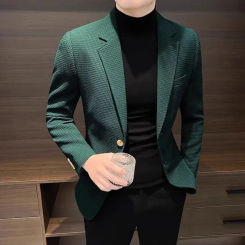 Dress Jackets Slim Fit Coats Jacket for Men Business Man Suits and Blazers Thin Plaid Luxury Designer Summer High Quality New In