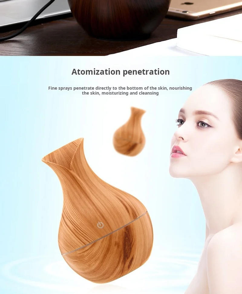Description Picture 5 of itemMini Portable Ultrasonic Humidifier Wood Grain Design for Desktop Bedroom Student Office Quiet Home Car Use New Model