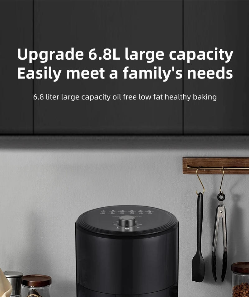 Description Picture 2 of item6.8L large-capacity air fryer, knob switch, food-grade non-stick coating, healthy cooking, 1-hour timer, dual-purpose for baking