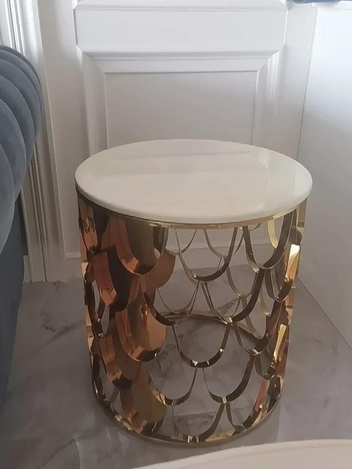 Description Picture 3 of itemNordic Light Luxury Metal Coffee Tables Home Furniture Living Room Designer Fish Scale Side Table Bedroom Creative Bedside Table