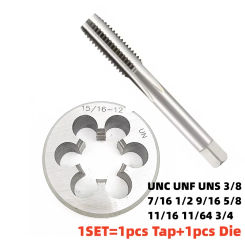 1Set American Screw Hand Tap and Die Set Fine Thread Dies Taps Suit UNC UNF UNS 3/8 7/16 1/2 9/16 5/8 11/16 11/64 3/4