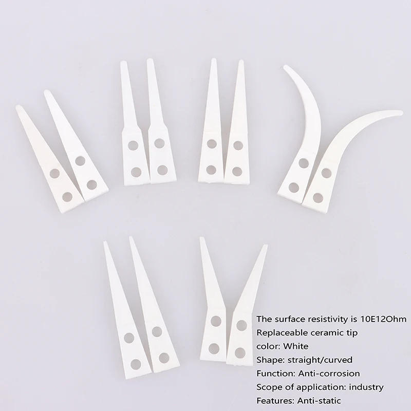 Description Picture 3 of item2pcs For Industry Insulated Straight Curved Tip Anti-static Ceramic Tweezers Electronic Industrial Ceramic Tweezers