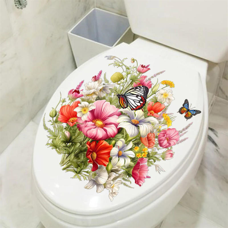 Description Picture 6 of itemBathroom Butterfly Flower Toilet Seat Stickers DIY Self-Adhesive Toilet Lid Decals For Cistern Bathroom Power Switch Decor
