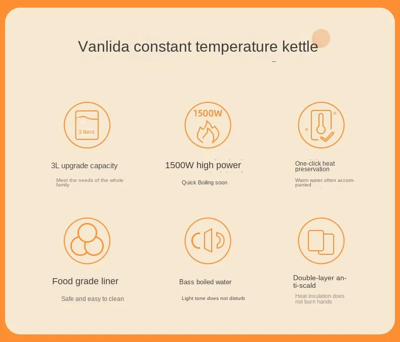 Description Picture 4 of item220V electric kettle automatic power outage and insulation integrated dormitory constant temperature stainless steel kettle