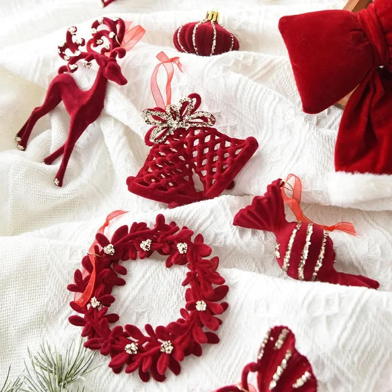 Description Picture 5 of itemRed Flocking Christmas Garland Jingling Bell Christmas Tree Ornament Felize Navidad Joy 2025 Noel Party Decor For Home