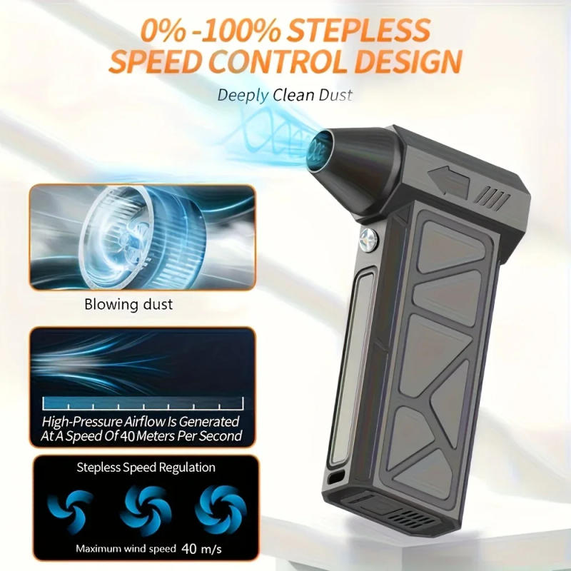 Description Picture 3 of itemHigh-speed Hair Dryer Turbo Violent Fan Vacuum Cleaner Rechargeable Model, Daily Handheld Fan for Travel, Beach and Outdoor Use