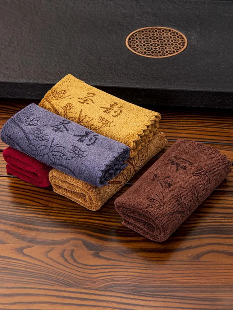 Description Picture 6 of itemChinese Thickened Tea Towel Plush Absorbent Water Rag Tea Napkins Cloth Table Teapot Heat Insulation Coaster Tea Set Accessories