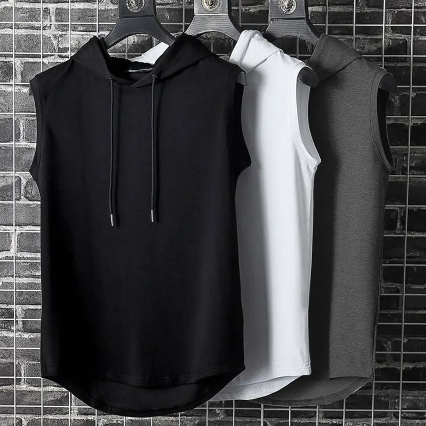 Description Picture 2 of itemMen's Hooded Sleeveless T-shirt Sports Sleeveless Hoodie Workout Solid Color Casual Fashionable Breathable Summer Vest