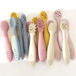 3PCS Silicone Baby Spoon Fork Pure Color Utensils For Kids BPA Free Baby Stuff Children's Tableware Baby Food Accessories