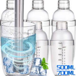 500/700ML Cocktail Shaker with Scale Plastic Transparent Shake Cups Wine Barware Strainer Drink Mixer Bottle Utensils Bar Tool