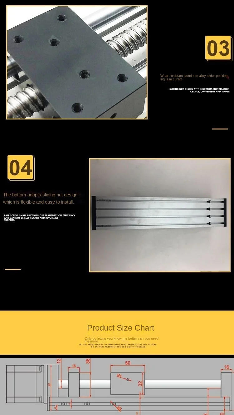 Description Picture 6 of itemDouble Optical Axis Ball Screw Sliding Table Precision Module without 42/57 Motor Cross Linear Guide Table