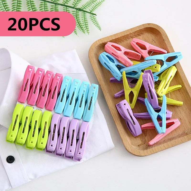 Description Picture 2 of item20pcs Plastic Laundry Clothes Pins Hanging Pegs Clips Household Food Clip Clothespins Socks Underwear Drying Rack Holder