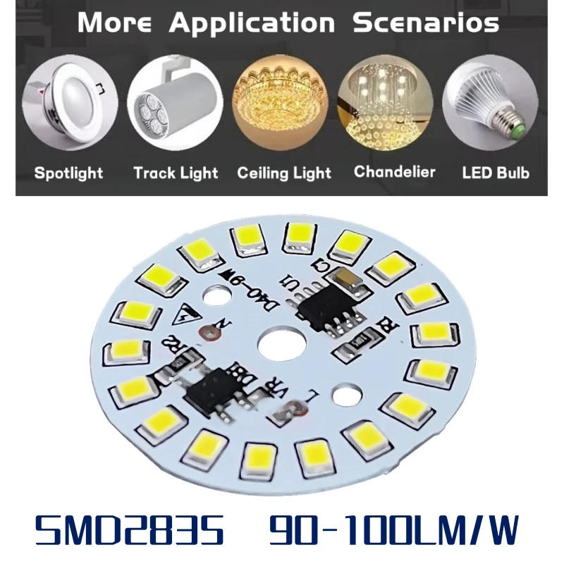 Description Picture 5 of item10pcs AC220V LED Downlight Chip SMD2835 Round Circuit Board Panel Driver-Free Module Ceiling Chandelier Spotlight Bulb Fittings