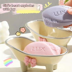 Bathtub Soap Box Soap Rack Cute Bow Soap Butterfly Home Bathroom Face Counter Draining Soap Box