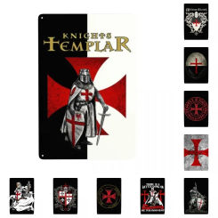 Retro Knight Templar Metal Sign Custom Crusades Knights Christian Warrior Tin Plaque Cafe Man Cave Bar Decorations Art