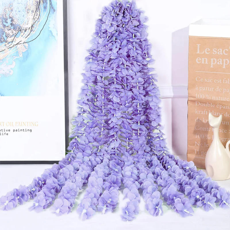 Description Picture 3 of item10PCS Artificial Wisteria Flowers Vine 29 Inch Long Tailing Silk Flower Strings for Wall Hanging Wedding Arch Party Home Decor
