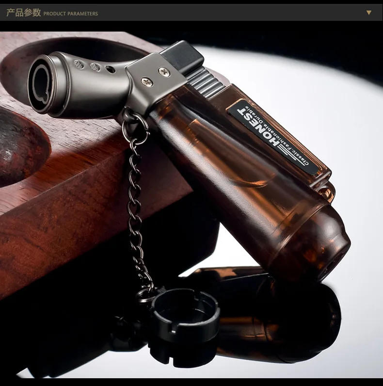 Description Picture 2 of itemHONEST Transparent Windproof Jet Blue Flame Small Welding Gun Butane Gas Torch Lighter Outdoor Compact Portable Cigar Lighters