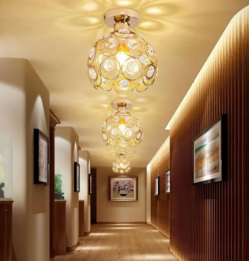 Description Picture 4 of item2024 New American Exquisite Corridor Aisle Ceiling Lamp American Clothing Store Cashier Entrance Single Head Crystal Chandelier