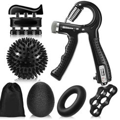 Gym Fitness Adjustable Count Hand Grip Set Finger Forearm Strength Muscle Recovery  Gripper Exerciser Trainer Ball Decompression