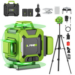Lfine 4D 16 Lines Laser Levels with Tripod and Suitcase Horizontal And Vertical Green Lines Professional  Laser Level Tool