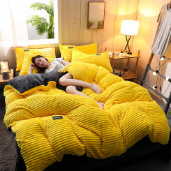 Yellow Color Velvet Duvet Cover Winter Warmth Thick Bedding Set Double Quilt Cover Twin Queen King Comforter Cover 200×230cm