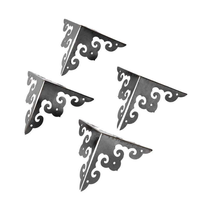 Description Picture 4 of item8 Pcs Antique Bronze Wood Box Feet Leg Corner Protector Guard Metal Crafts Decorative Bracket Furniture Fittings with Screws