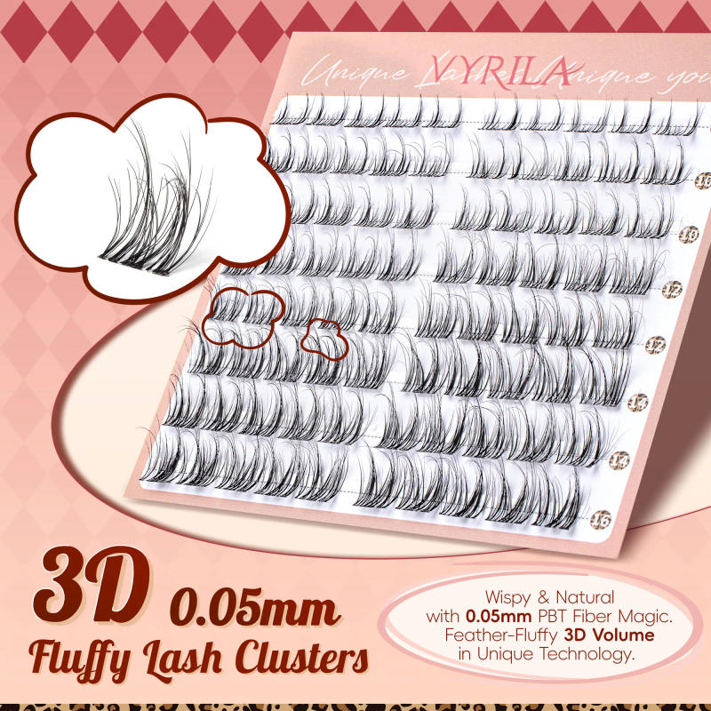 Description Picture 2 of itemLash Clusters 0.05mm PBT Fiber Eyelash Clusters 0.1mm Superfine Invisiband D Curl Diy Lash Extension 8-16mm Individual Lashes