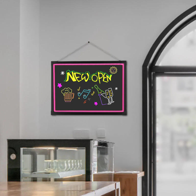 Description Picture 3 of itemIlluminated LED Billboard, Erasable Neon Effect Message Board, Hangable Signboard Menu Board with 8 Highlighters, Remote Control