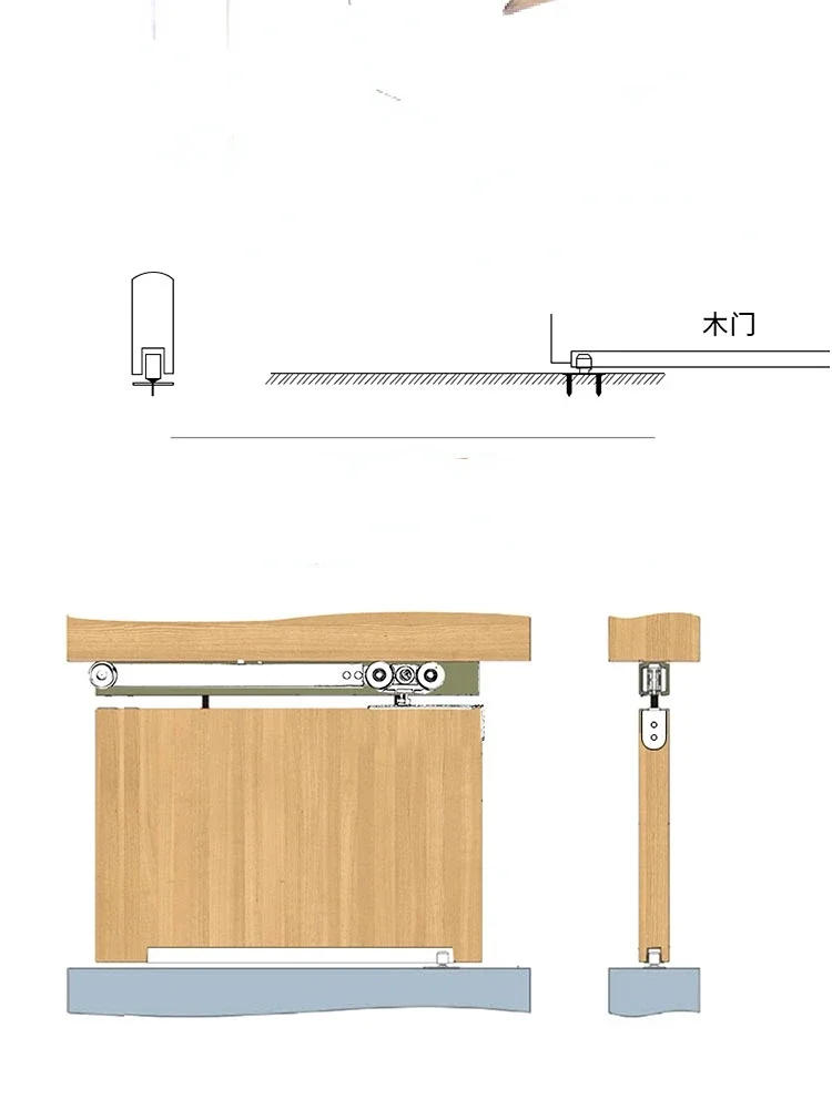 Description Picture 3 of itemSliding door hanging wheel track hanging door kitchen pulley sliding door wooden door buffer damper hanging sliding guide rail