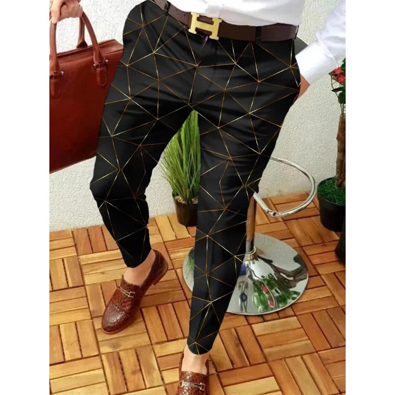 Description Picture 5 of itemMen's Pencil Pants Casual Contrast Color Pattern Mid-Waist Casual Trousers Business Slim Skinny Stretch Jogging Formal Trouser