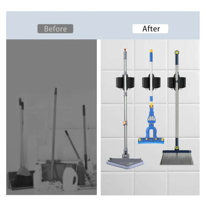 Description Picture 5 of item2/3/4PCS Multi-Purpose Hooks Wall Mounted Mop Organizer Broom Holder Rack Hanger Waterproof Bathroom Strong Hook