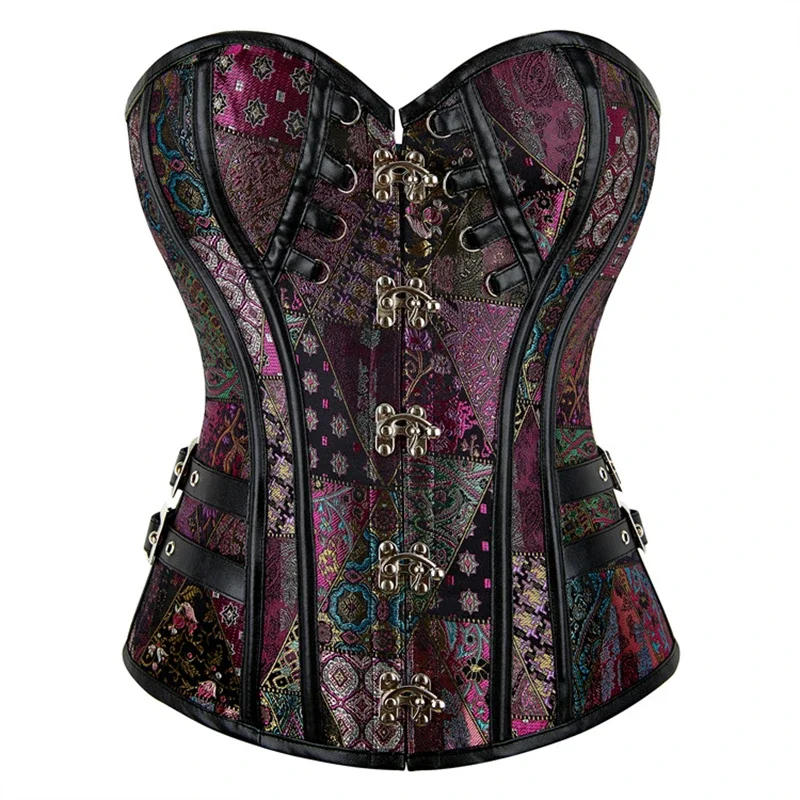 Description Picture 3 of itemWomen Steampunk Corset Retro Gothic Clubwear Bustiyer Plus Size Pirate Corselet Tops Overbust Halloween Costume