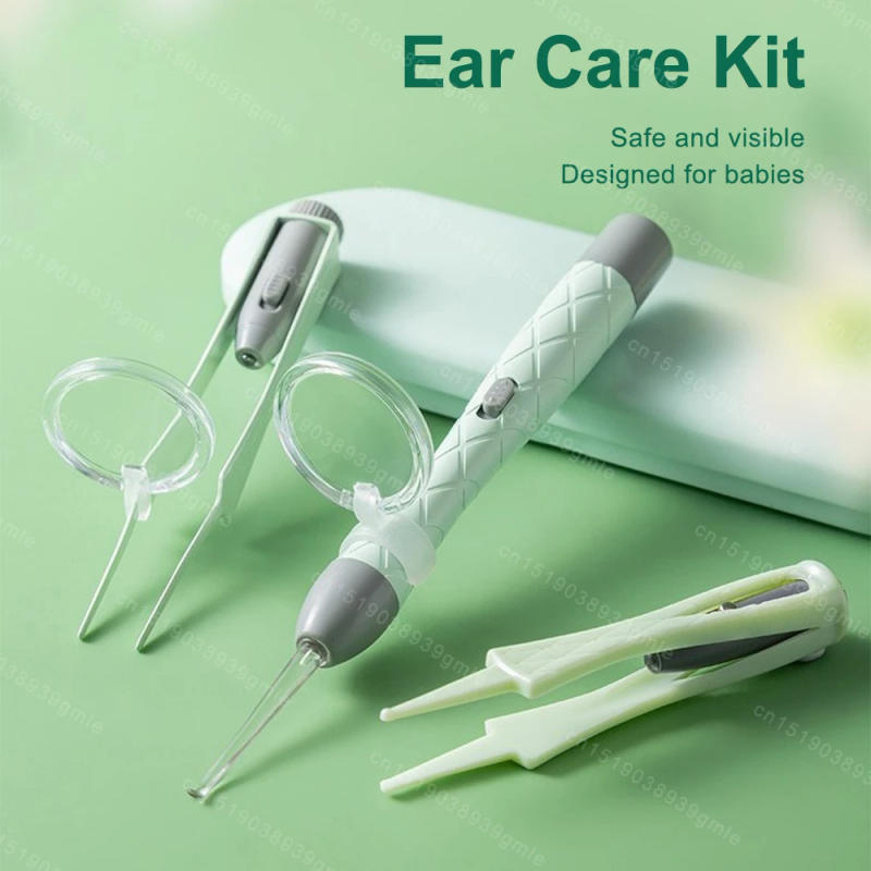 Description Picture 2 of itemLuminous Ear Spoon Set Ear Wax Removal Cleaning Tweezers LED Light Earpick Nose Clip Children Adults Ear Care Tools Kit USBcharg