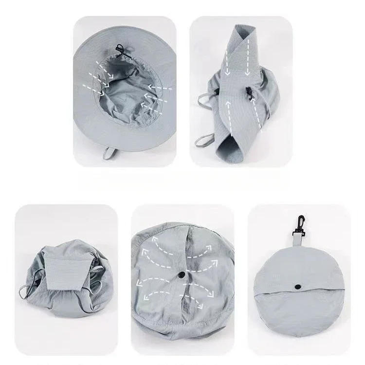 Description Picture 4 of item1PC Quick Drying Fisherman Caps Unisex Outdoor Sun Anti-UV Protection Panama Hats Waterproof Camping Foldable Bob Bucket Sunhats