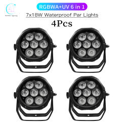 4Pcs/Lots 7x12W RGBW/7x18W RGBWA+UV 6 in 1 LED Par Light Waterproof Stage Light DMX Control DJ Disco Equipment Stage Lighting