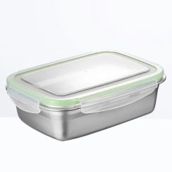 Stainless Steel Lunch Box Sealing Crisper Heat Insulation Food Container for Home Office (Green, 350ML)