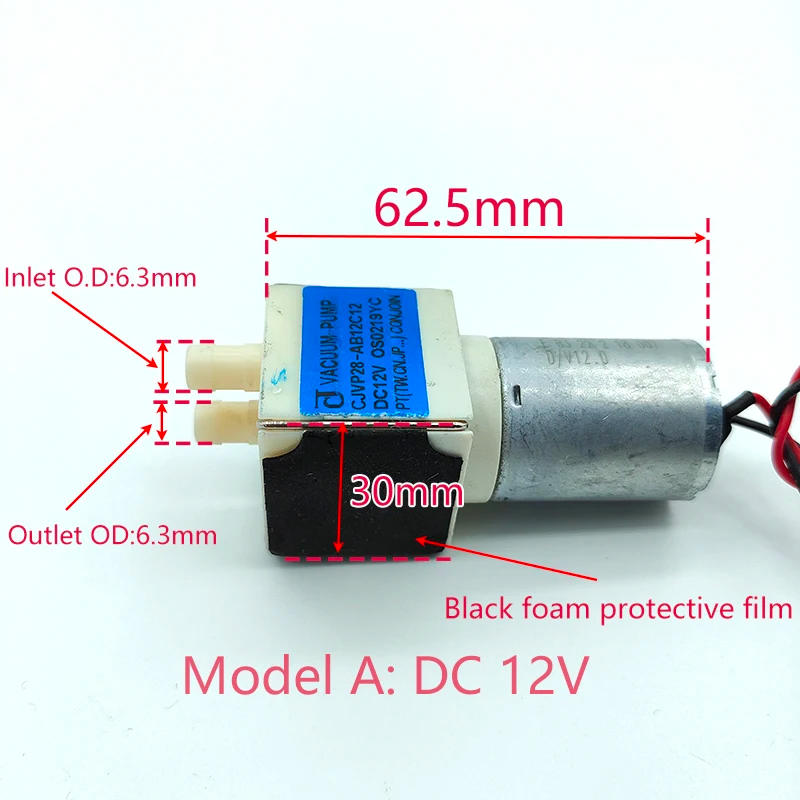 Description Picture 2 of itemCONJOIN CJVP28 Small Vacuum Air Pump DC 12V/20V Micro Diaphragm Self priming Suction Pump Negative Pressure Pump DIY Monitor