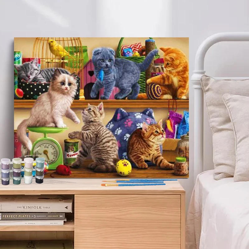 Description Picture 5 of itemCHENISTORY Paint By Number Cat And Dog Drawing On Canvas Handpainted Art Gift Diy Pictures By Number Animal Kits Home Decor