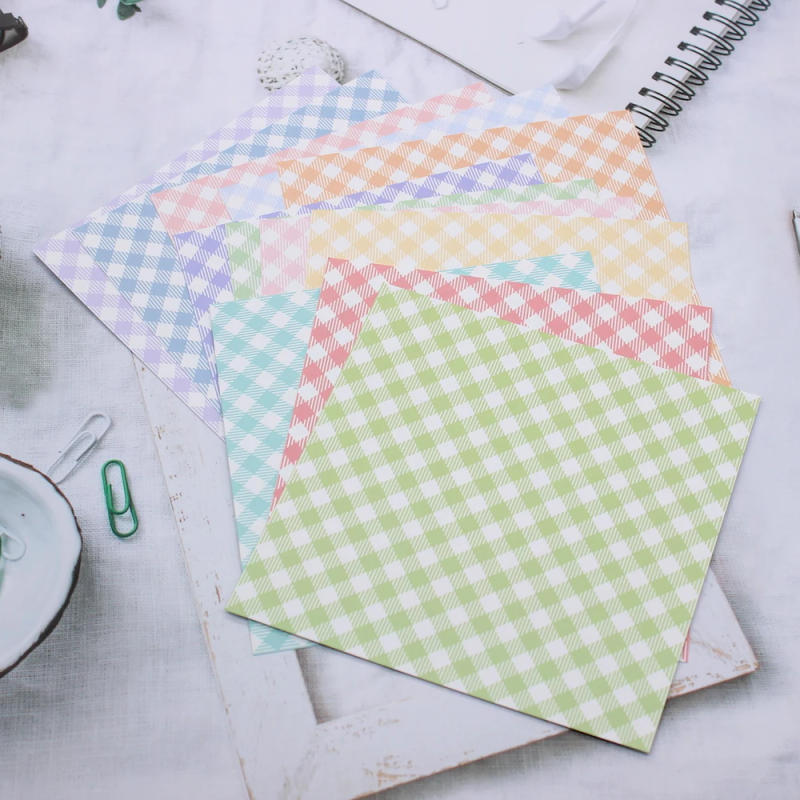 Description Picture 3 of itemKSCRAFT 6" Single-side Printed Gingham pattern creative papercraft art paper handmade scrapbooking kit set books